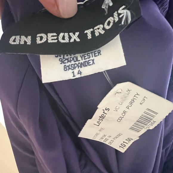 Un Deux Trois Vintage Girls Size 14 NWT purple party dress polyester stretch. - Picture 3 of 4